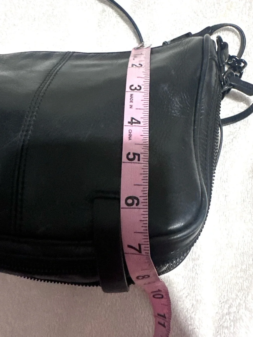 Woven Front Black Leather Crossbody Bag